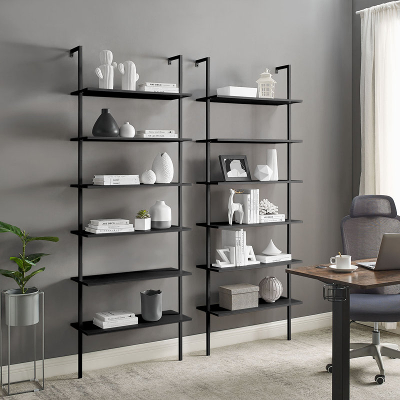 Ebern Designs 84.84'' H X 29.92'' W Mdf Metal Ladder Bookcase & Reviews